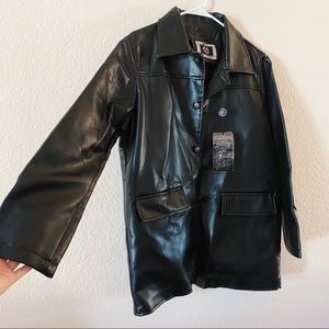 NWT Vintage Emporio Collection Italy Worldwide Black Leather Blazer